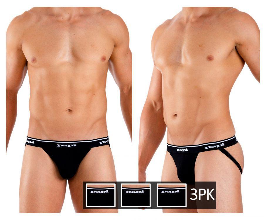 Papi Black 705910-001 3-Pack Rib Jockstraps