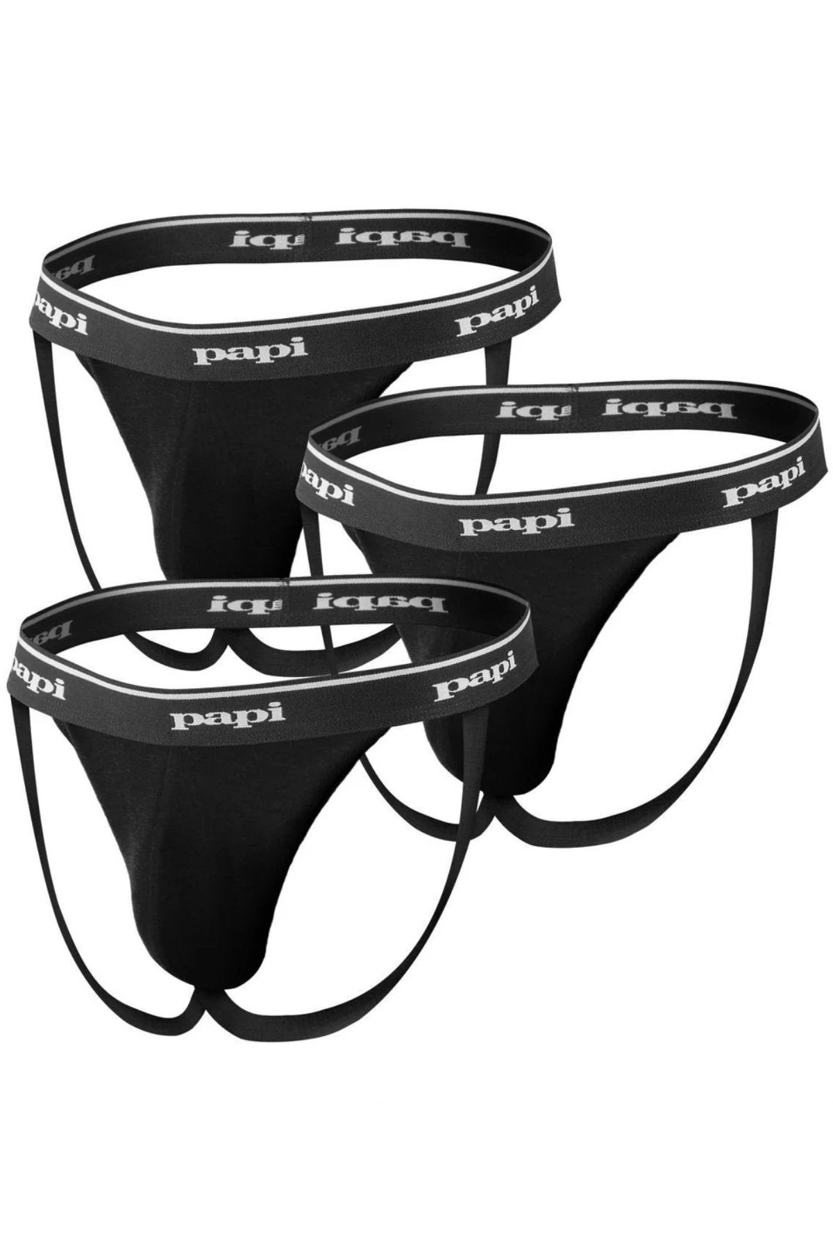 Papi Black 705910-001 3-Pack Rib Jockstraps