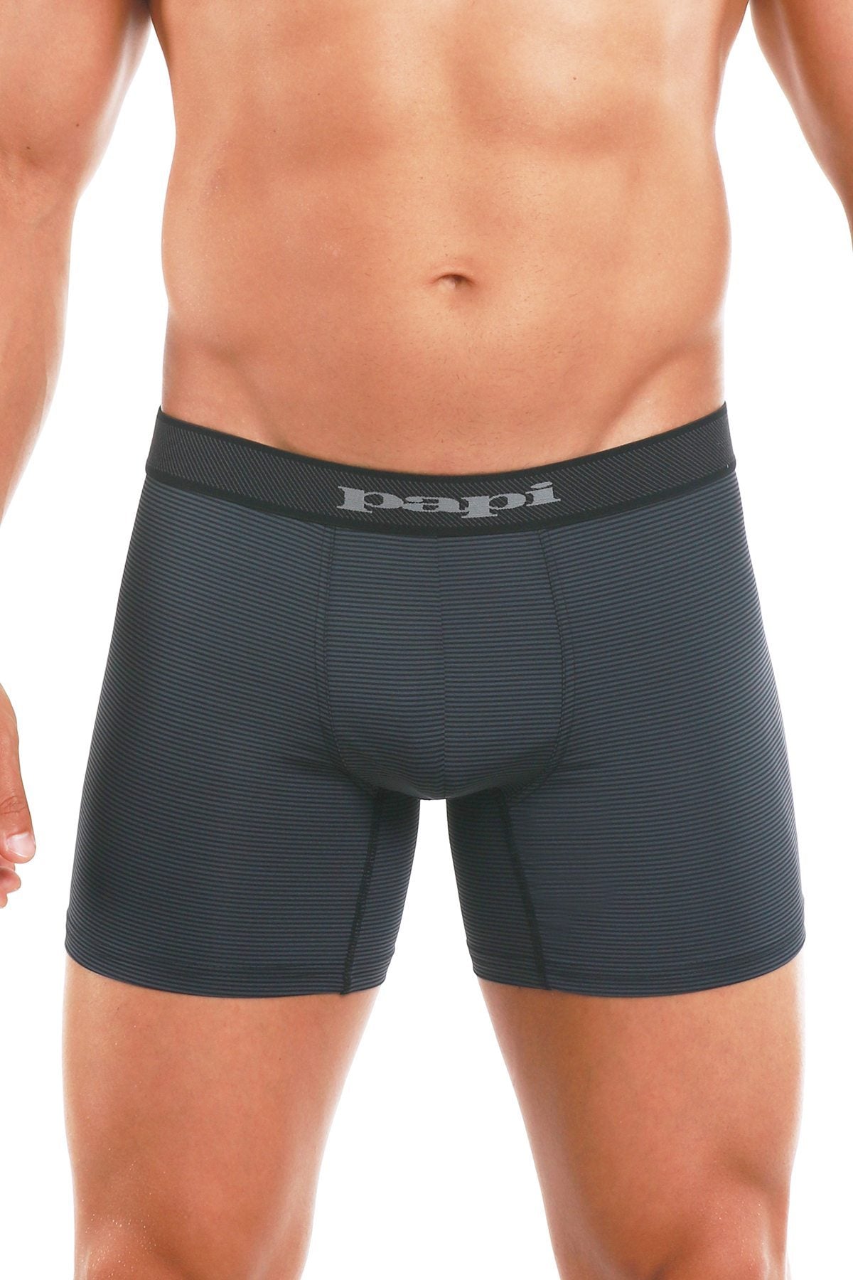 Papi Black/Grey Microflex Pencil Stripe Boxer Brief