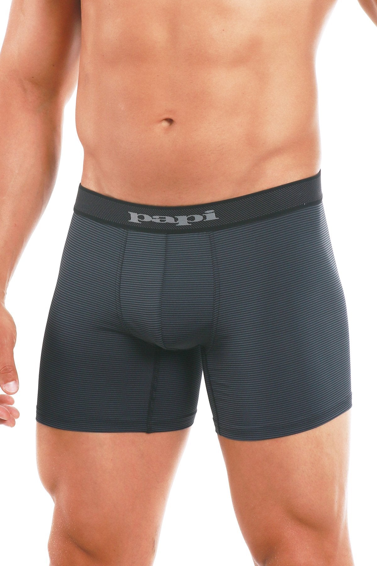 Papi Black/Grey Microflex Pencil Stripe Boxer Brief