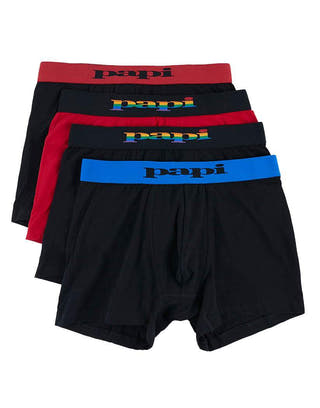 Papi Pride Black and Red 4-Pack Cotton Stretch Boxer Briefs