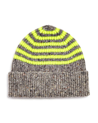 Paul Smith Neon-striped Beanie Gray and Yellow