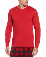 Perry Ellis Portfolio Henley Long-sleeve Pajama Shirt Crimson