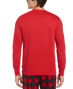 Perry Ellis Portfolio Henley Long-sleeve Pajama Shirt Crimson thumbnail 2