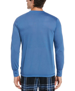 Perry Ellis Portfolio Henley Long-sleeve Pajama Shirt Federal Blue thumbnail 2