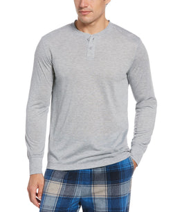 Perry Ellis Portfolio Henley Long-sleeve Pajama Shirt Grey thumbnail 1