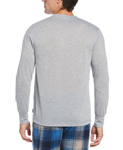 Perry Ellis Portfolio Henley Long-sleeve Pajama Shirt Grey thumbnail 2