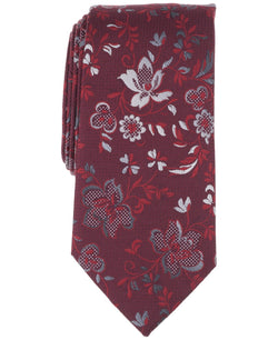 Perry Ellis Portfolio Perry Ellis Brantley Floral Tie - Burgundy thumbnail 2