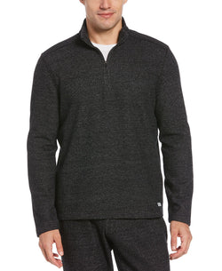 Perry Ellis Portfolio Portfolio Heathered Textured Knit Quarter-zip Black thumbnail 1