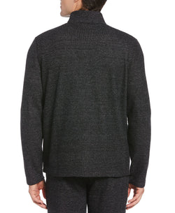 Perry Ellis Portfolio Portfolio Heathered Textured Knit Quarter-zip Black thumbnail 2