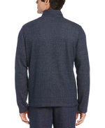 Perry Ellis Portfolio Portfolio Heathered Textured Knit Quarter-zip Dark blue