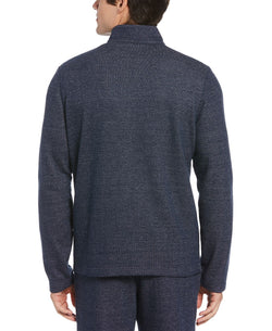 Perry Ellis Portfolio Portfolio Heathered Textured Knit Quarter-zip Dark blue thumbnail 2