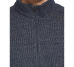 Perry Ellis Portfolio Portfolio Heathered Textured Knit Quarter-zip Dark blue