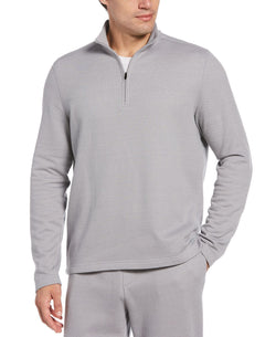 Perry Ellis Portfolio Portfolio Heathered Textured Knit Quarter-zip Grey thumbnail 1