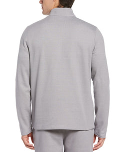 Perry Ellis Portfolio Portfolio Heathered Textured Knit Quarter-zip Grey thumbnail 2