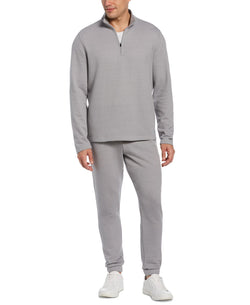 Perry Ellis Portfolio Portfolio Heathered Textured Knit Quarter-zip Grey thumbnail 4