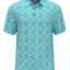 Pga Tour Athletic Fit Short Sleeve Polo Shirt Blue Floral Moisture Wicking