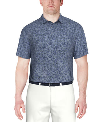 Pga Tour Athletic Fit Short Sleeve Polo Shirt Blue