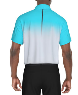 Pga Tour Classic - Fit Stretch Performance Interlock Ombre Golf Polo Shirt - Blue Curac thumbnail 4