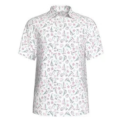Pga Tour Classic - Fit Stretch Performance Printed Golf Polo Shirt - Bright White thumbnail 1