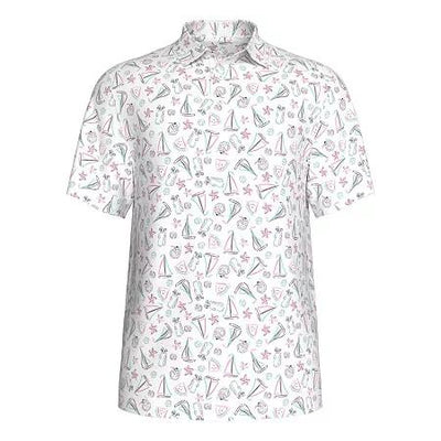 Pga Tour Classic - Fit Stretch Performance Printed Golf Polo Shirt - Bright White