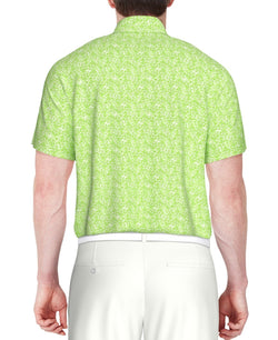 Pga Tour Printed Short Sleeve Textured Performance Polo Shirt - Green Flas thumbnail 4