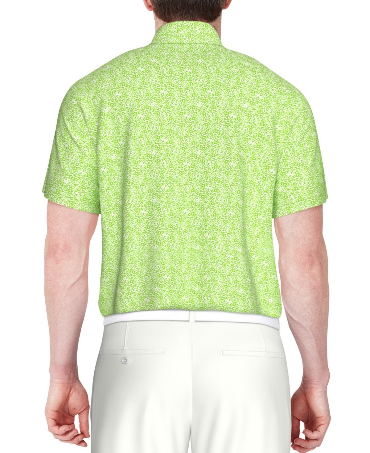 Pga Tour Printed Short Sleeve Textured Performance Polo Shirt - Green Flas