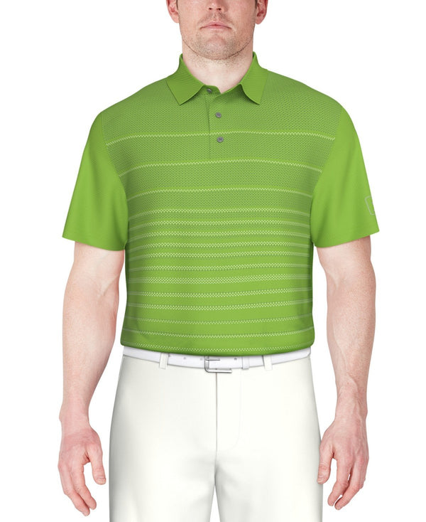 Pga Tour Regular Fit Short Sleeve Golf Polo Shirt Green Striped