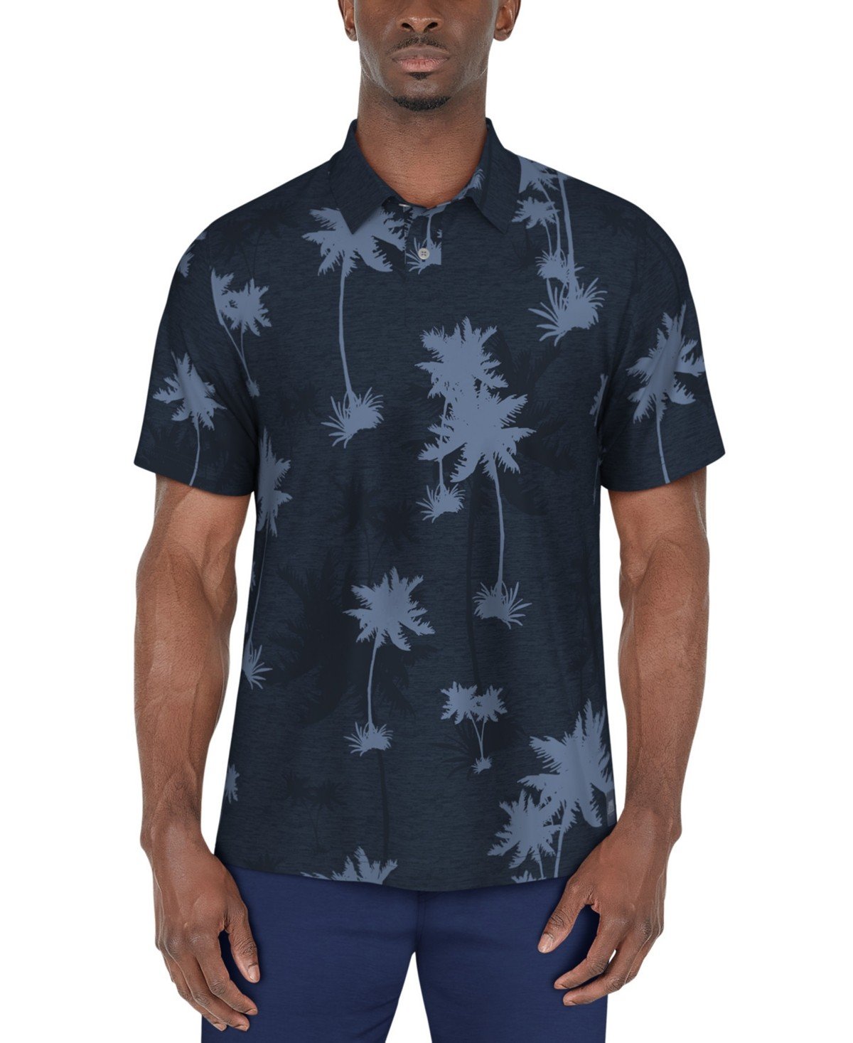 Pga Tour Regular Fit Short Sleeve Polo Shirt Blue Floral