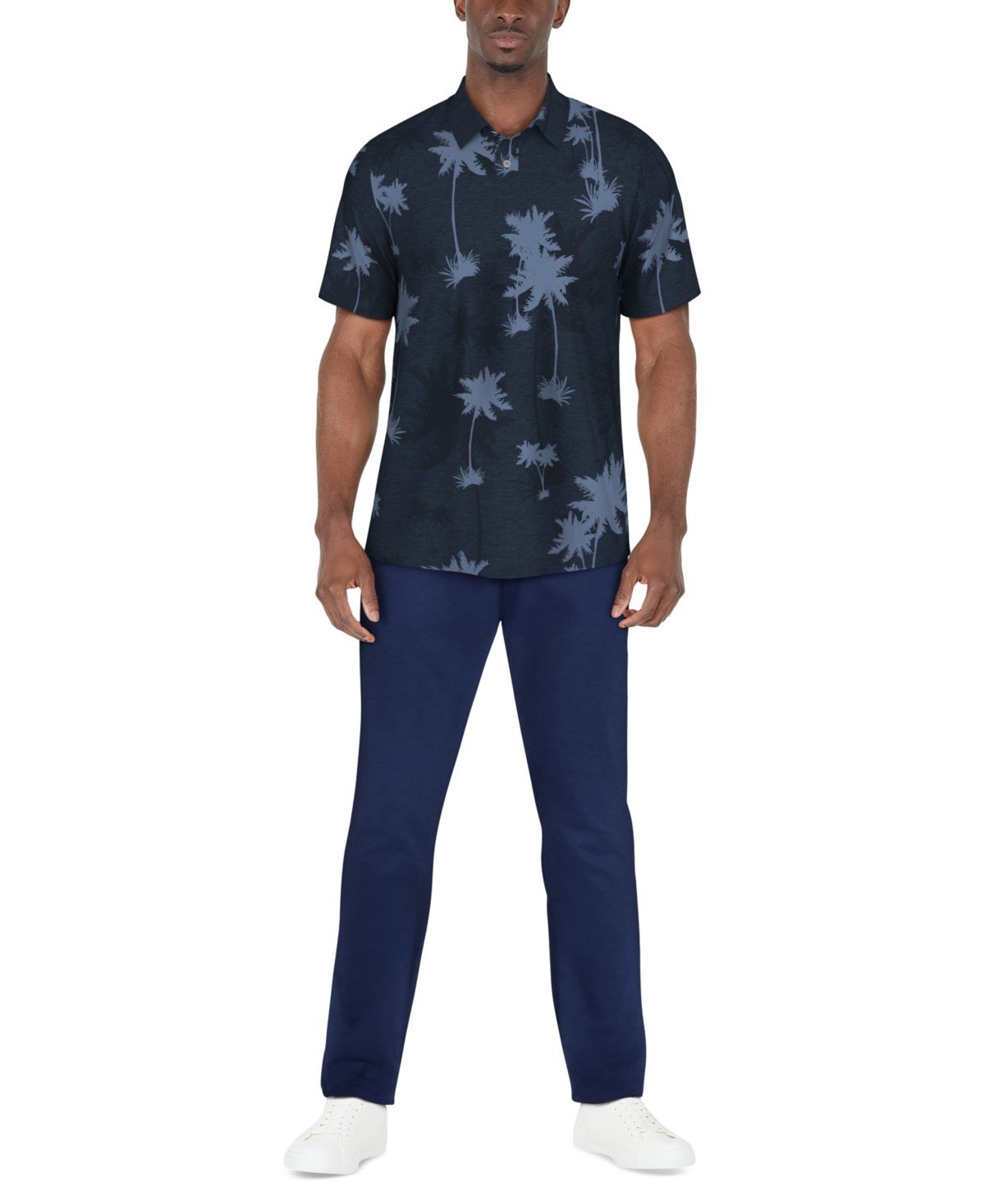 Pga Tour Regular Fit Short Sleeve Polo Shirt Blue Floral