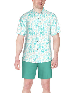 Pga Tour Short Sleeve Button - Front Performance Argyle Fish Shirt - Blue Curacao thumbnail 3