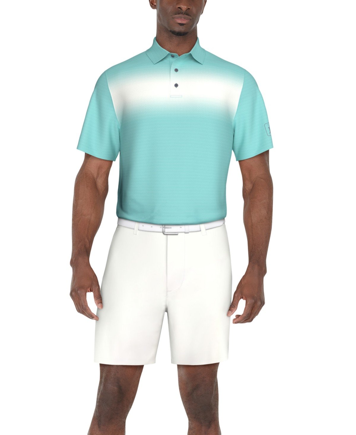 Pga Tour Short Sleeve Textured Performance Polo Shirt - Blue Curac