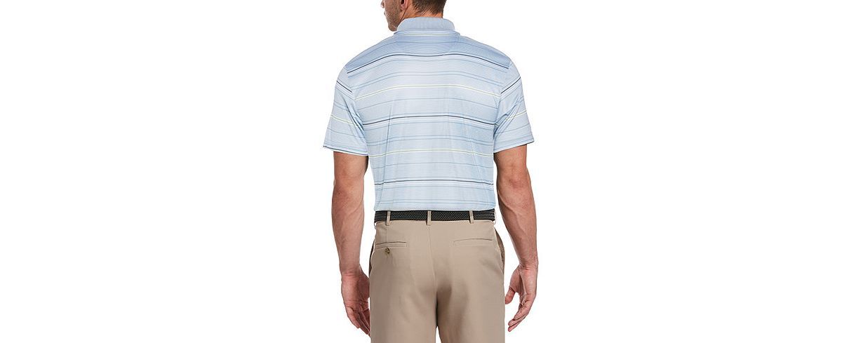 Pga Tour Striped Polo Shirt Blue Fog