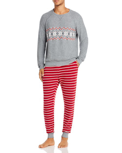 Pj Salvage Poinsettia-graphic & Striped Pj Set Red thumbnail 1