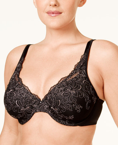 Playtex Love My Curves Side-smoothing Embroidered Underwire Bra 4513 Black and Warm Steel