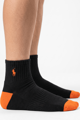 Polo Black and Orange Logo Socks - POL-QPKS