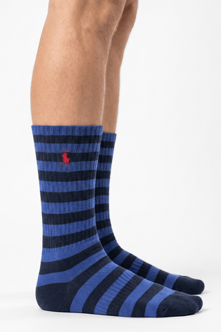 Polo Blue & Black Striped Socks - POL-3TV7
