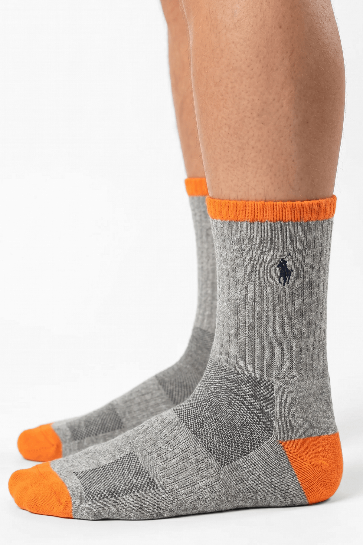 Polo Gray & Orange Logo Socks - POL-DNXZ