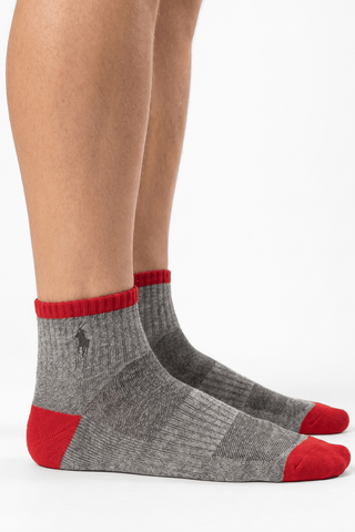 Polo Gray & Red Logo Socks - POL-WUE6