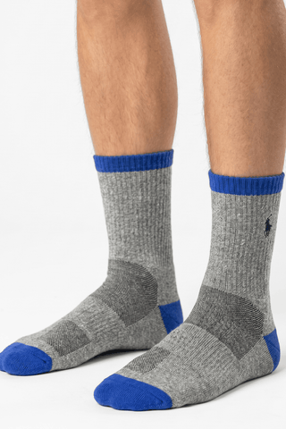 Polo  Gray and Blue Logo Socks - POL-89EF