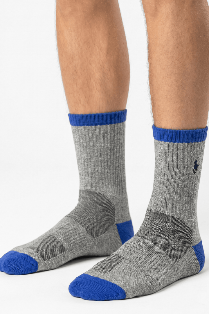 Polo  Gray and Blue Logo Socks - POL-89EF