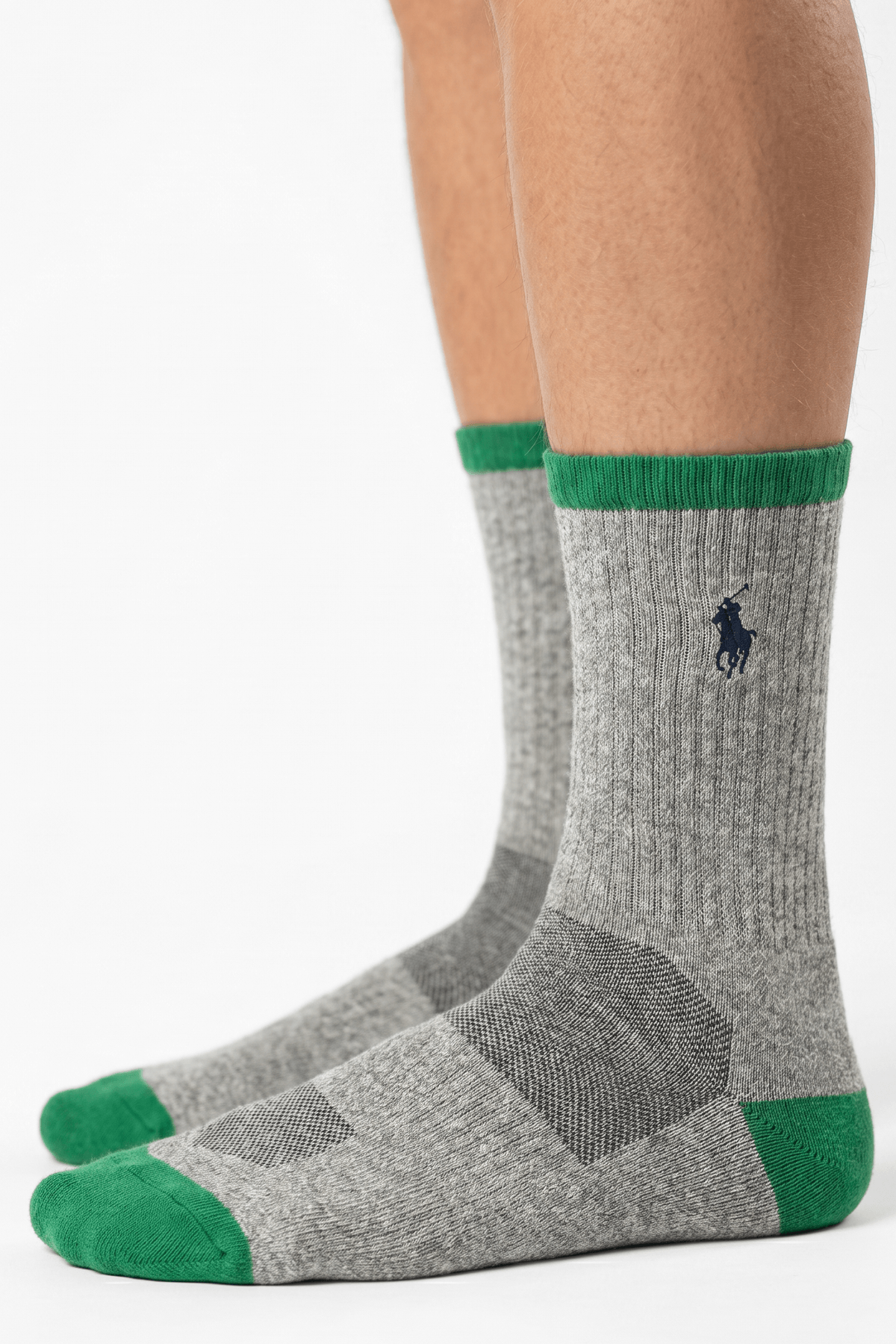 Polo Gray and Green Logo Socks - POL-DFVF