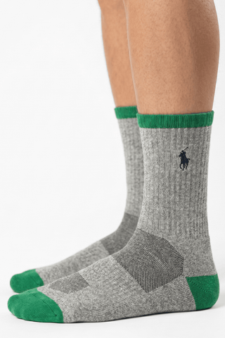 Polo Gray and Green Logo Socks - POL-DFVF