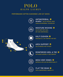 Polo Ralph Lauren 6-Pack Performance Sport Low Cut Socks thumbnail 2