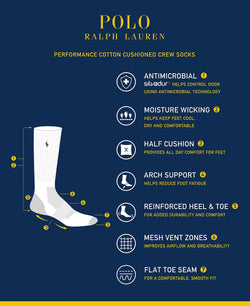 Polo Ralph Lauren 6-Pk. Performance Red Pony Crew Socks thumbnail 3
