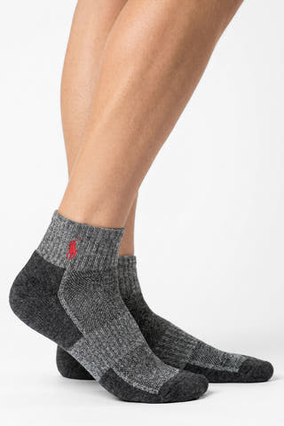 Polo Ralph Lauren Men’s Grey Quarter Socks with Red Pony Logo