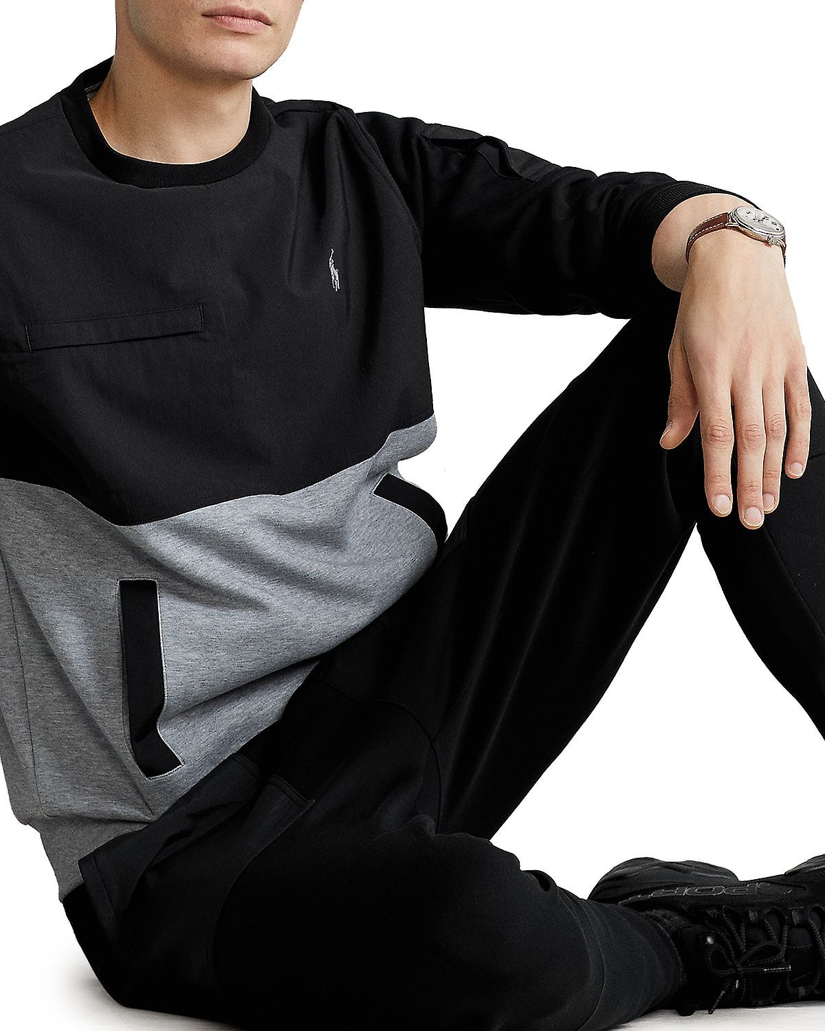 Polo Ralph Lauren Water Repellent Hybrid Sweatshirt Classic Gray Heather