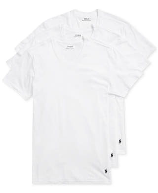 Polo Ralph Lauren White 3-Pack V-Neck Classic Undershirts