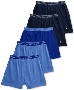Polo Ralph Lauren blue Multi 5-Pack Classic-Fit Cotton Knit Boxers thumbnail 1