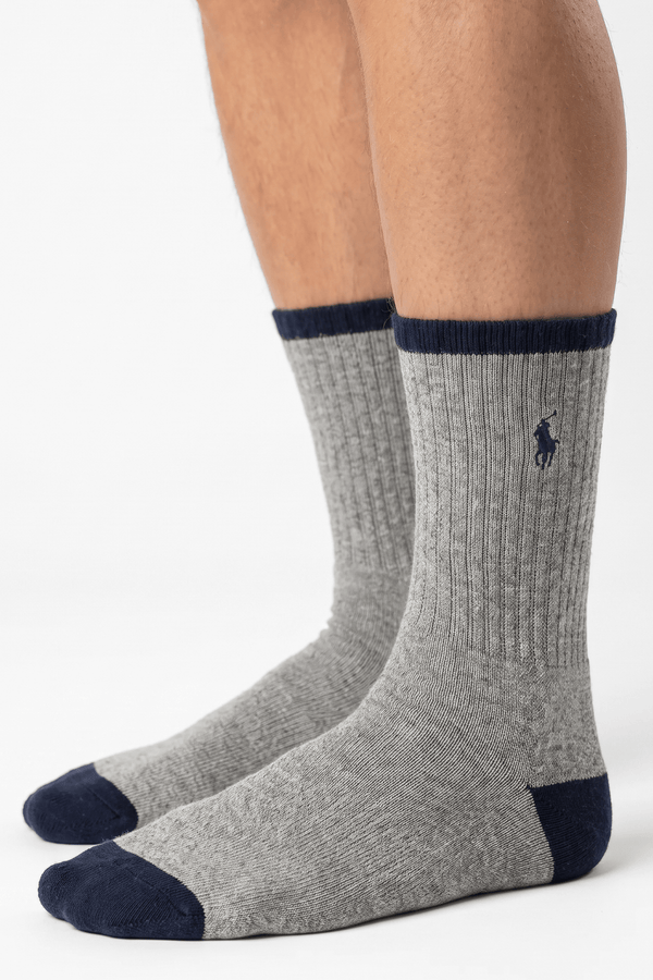 Polo Ribbed Gray & Navy Socks - POL-F2HM